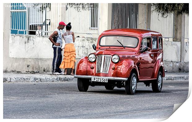 Copper coloured American car in Havana  Print by Philip Pound