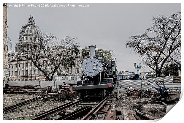  Steam train in Havana Print by Philip Pound