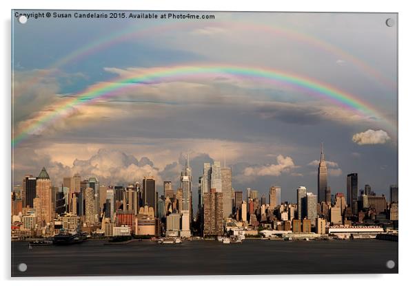 Double Rainbow Over NYC Acrylic by Susan Candelario