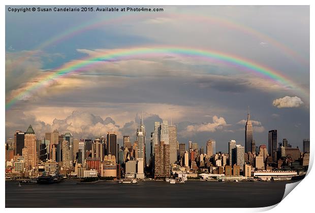 Double Rainbow Over NYC Print by Susan Candelario