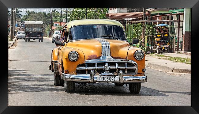  Very old yellow American car in Cuba Framed Print by Philip Pound