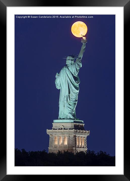 Supermoon Illuminates New York City Framed Mounted Print by Susan Candelario