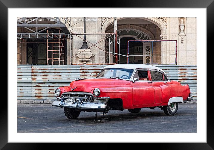 Broken Down American Car in Havana  Framed Mounted Print by Philip Pound