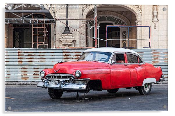 Broken Down American Car in Havana  Acrylic by Philip Pound