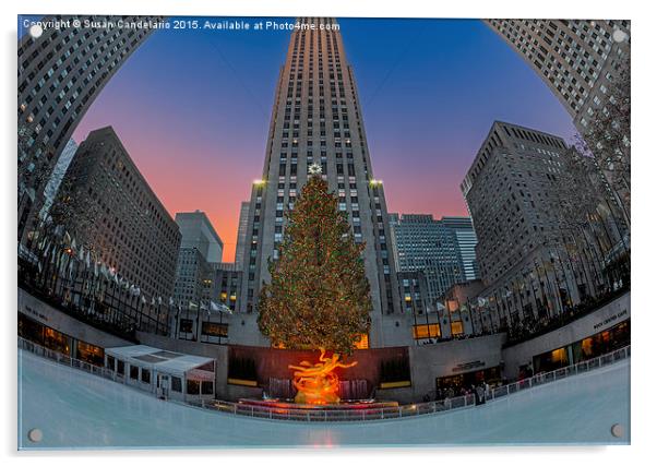 Christmas At Rockefeller Center In NYC Acrylic by Susan Candelario