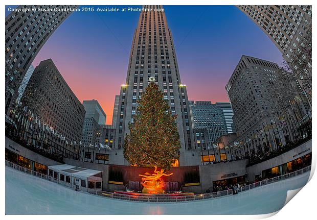 Christmas At Rockefeller Center In NYC Print by Susan Candelario
