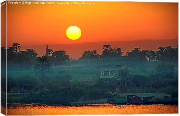  Sunset On The Nile Canvas Print by Peter Farrington