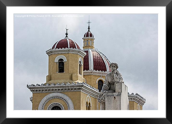  Statue at a cemetery in Havana Framed Mounted Print by Philip Pound