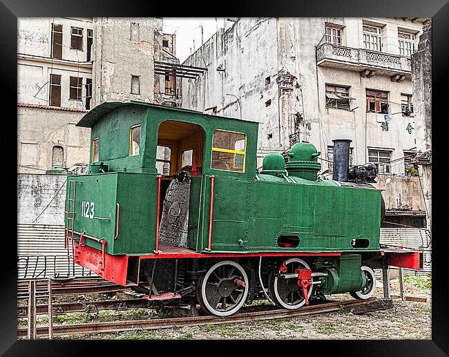  Green Steam Train in the centre of Old Havana Framed Print by Philip Pound