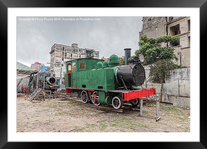 Green Steam Train in Havana  Framed Mounted Print by Philip Pound