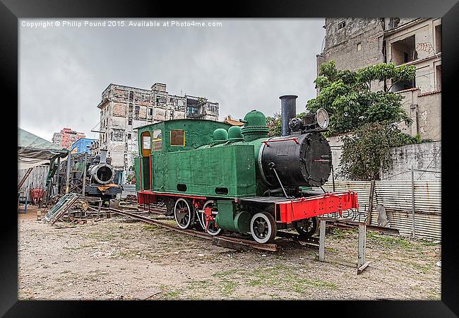 Green Steam Train in Havana  Framed Print by Philip Pound
