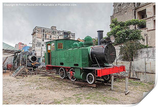 Green Steam Train in Havana  Print by Philip Pound