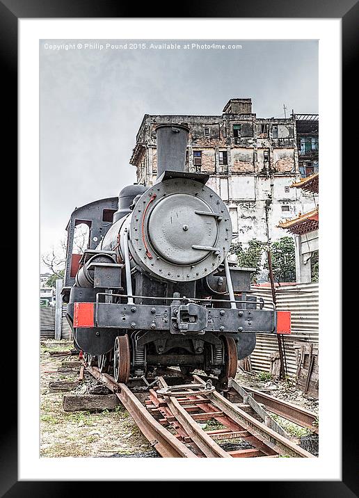  Grey American Steam Train in Havana Framed Mounted Print by Philip Pound