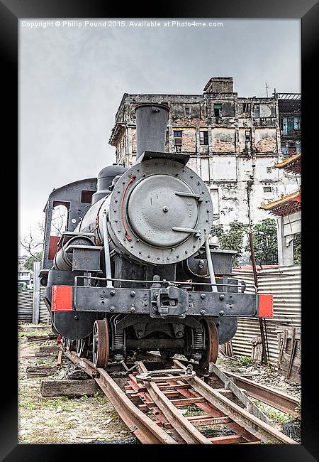  Grey American Steam Train in Havana Framed Print by Philip Pound