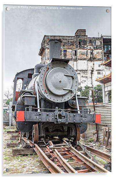 Grey American Steam Train in Havana Acrylic by Philip Pound