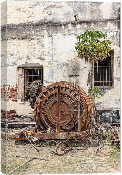 Historic rusty machinery at a rail yard in central Canvas Print by Philip Pound