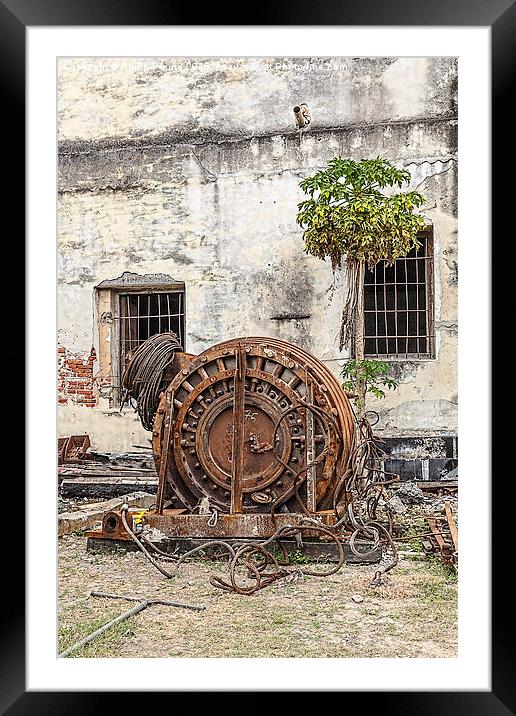 Historic rusty machinery at a rail yard in central Framed Mounted Print by Philip Pound