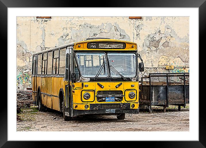  Old Yellow School Bus in Cuba Framed Mounted Print by Philip Pound