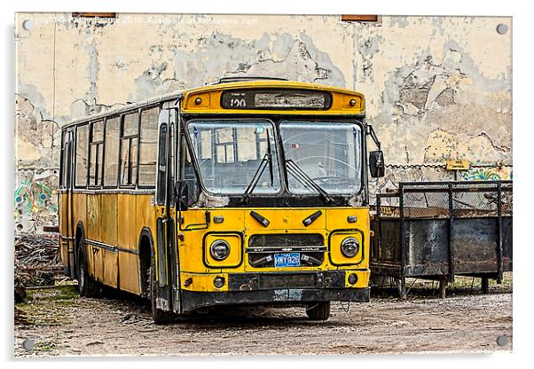  Old Yellow School Bus in Cuba Acrylic by Philip Pound
