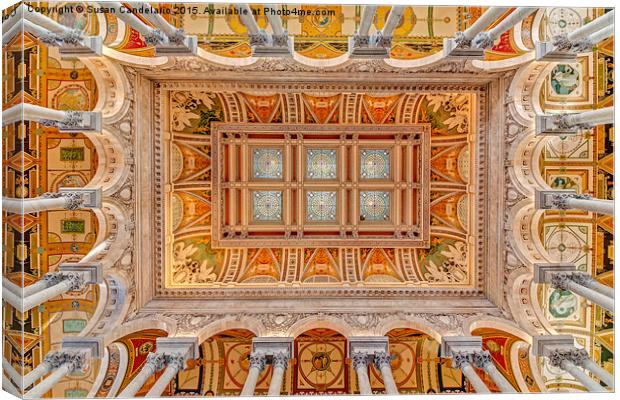 Library Of Congress Main Hall Ceiling Canvas Print by Susan Candelario