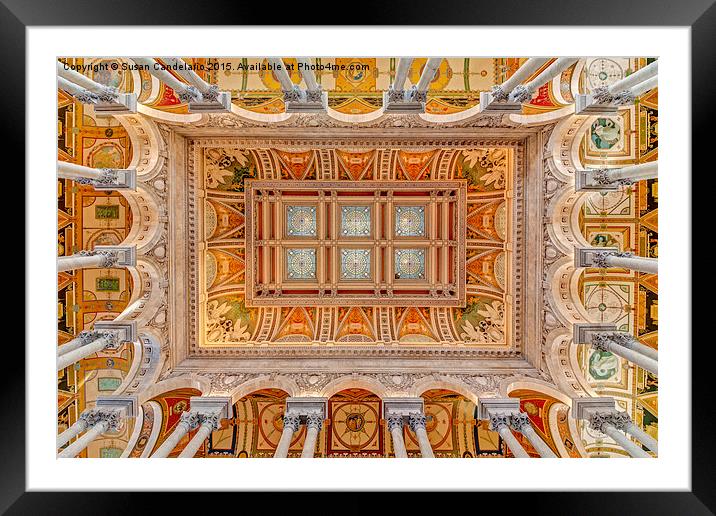 Library Of Congress Main Hall Ceiling Framed Mounted Print by Susan Candelario