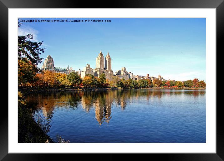 Central park reflections Framed Mounted Print by Matthew Bates