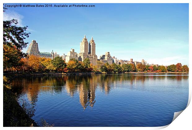 Central park reflections Print by Matthew Bates