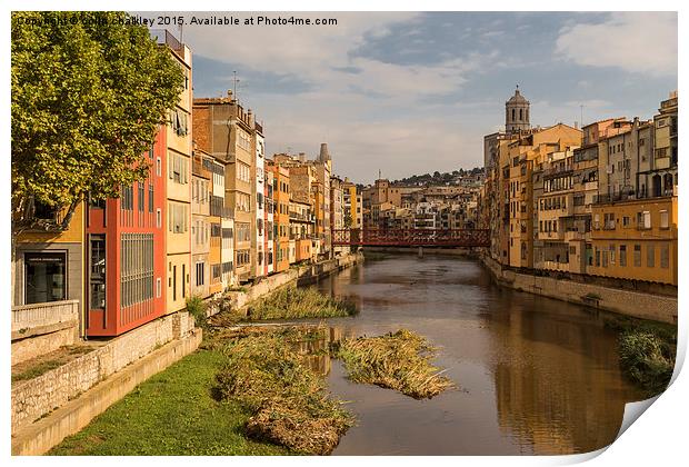  View Down the River Onyar in Girona Print by colin chalkley