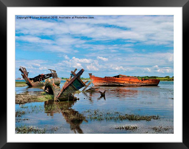 Wrecks in Water.   Framed Mounted Print by Lilian Marshall