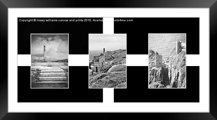  Cornish Flag And Tin Mines Framed Mounted Print by Linsey Williams