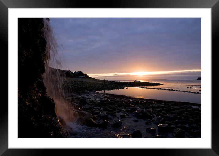 Waterfall Sunset Framed Mounted Print by James Battersby