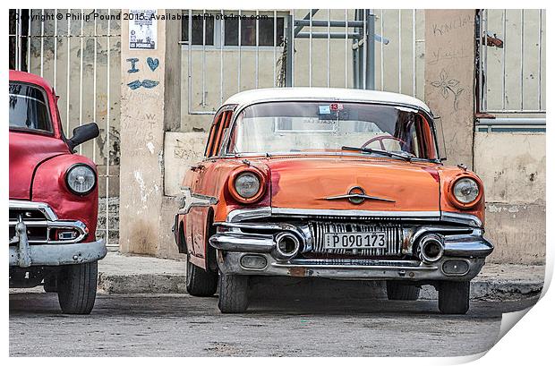  Colourful cars in Cuba Print by Philip Pound