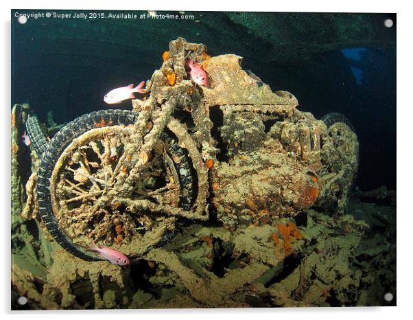 Underwater motor bike cycle Thistlegorm Egypt Acrylic by Super Jolly