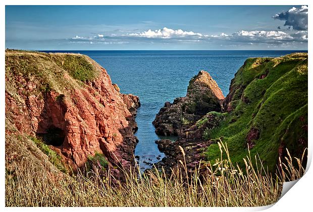Rocky Cliffs of Arbroath  Print by Valerie Paterson