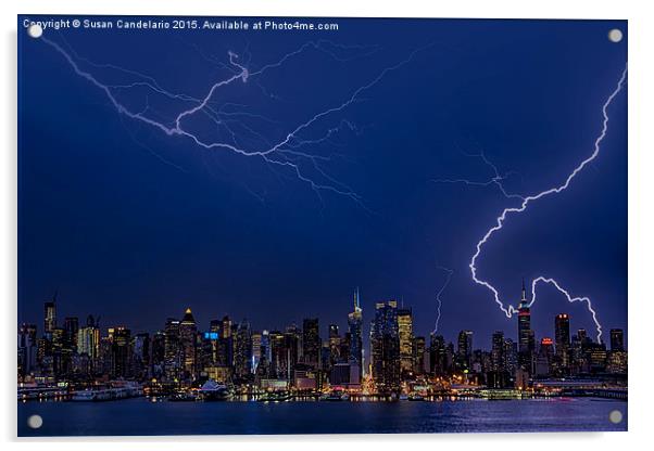 High Voltage in the  New York City Skyline Acrylic by Susan Candelario