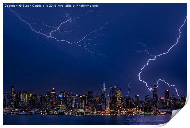 High Voltage in the  New York City Skyline Print by Susan Candelario