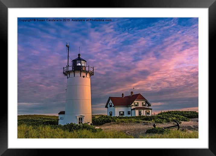 Race Point Lighthouse Sunset Framed Mounted Print by Susan Candelario