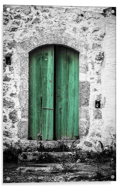  Green door Acrylic by David Martin