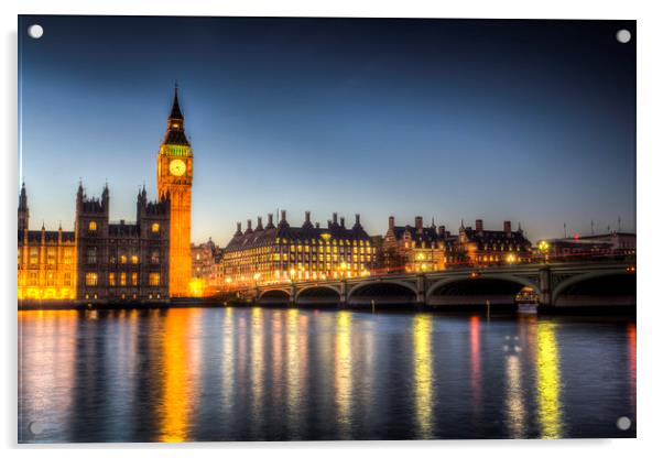 Westminster Bridge and Big Ben Acrylic by David Pyatt