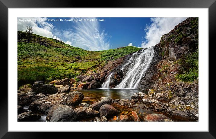 Easedale Falls Framed Mounted Print by Dave Massey