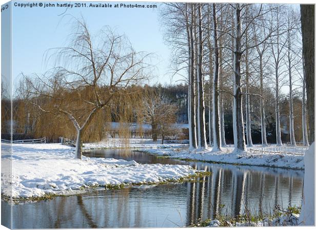 River Wensum North Norfolk after the Blizzard Canvas Print by john hartley