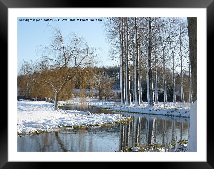 River Wensum North Norfolk after the Blizzard Framed Mounted Print by john hartley