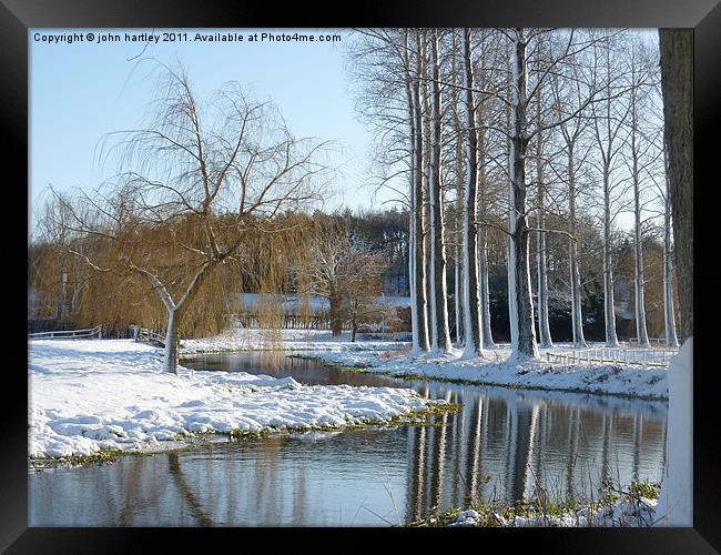 River Wensum North Norfolk after the Blizzard Framed Print by john hartley