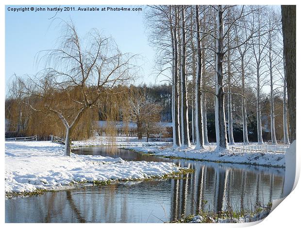River Wensum North Norfolk after the Blizzard Print by john hartley