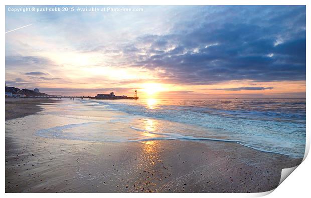  Morning on the beach Print by paul cobb
