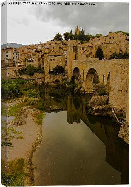  View of the picturesque town of Besalu, Spain on  Canvas Print by colin chalkley