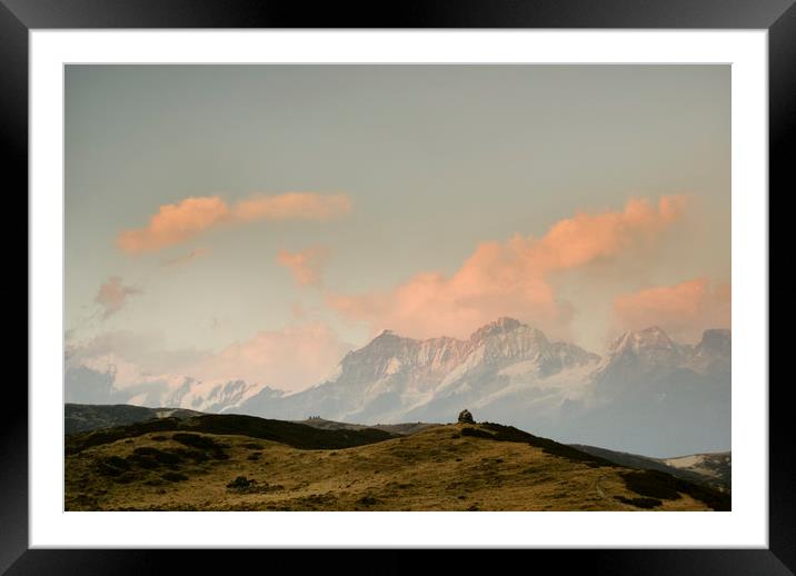 stupas and the himalayas Framed Mounted Print by Brent Olson
