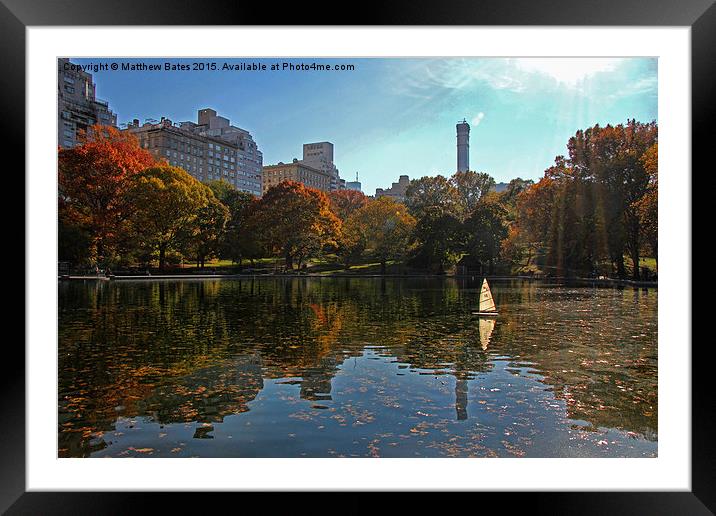 Central Park pond Framed Mounted Print by Matthew Bates