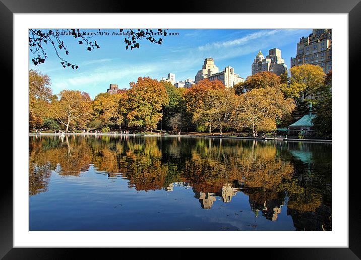 Central Park lake Framed Mounted Print by Matthew Bates