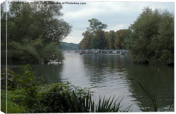 the Weir at Pangbourne river Thames Canvas Print by Jim Hellier